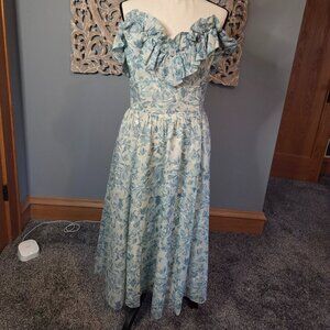 Rare Vintage Gunne Sax Dress Blue floral Cottagecore Prairiecore Midi 11